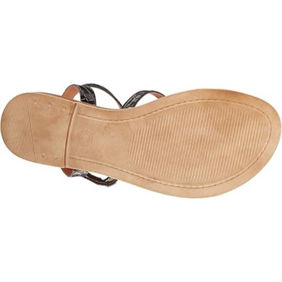 Bella Vita Women's Flat Strappy Sandal Black Croco Italian Leather Size 8.5 Wide - Picture 7 of 8